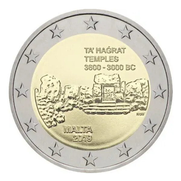 2 euros commémorative Malte 2019 - Temples Ta Hagrat.