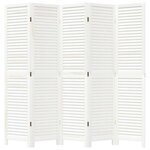 vidaXL Cloison de séparation 5 panneaux blanc bois de paulownia massif