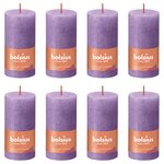 Bolsius Bougies pilier rustiques Shine 8 Pièces 100x50 mm Violet vibrant