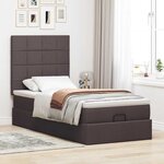 vidaXL Lit ottoman avec matelas marron foncé 90x200 cm tissu