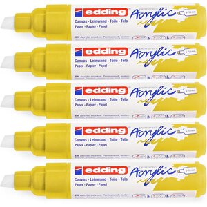 Marqueur acrylique large 5000 jaune trafic 5-10 mm x 5 EDDING
