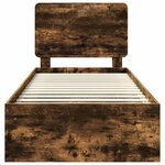 vidaXL Cadre de lit avec tête de lit Chêne fumé 90 x 200 cm Pin massif