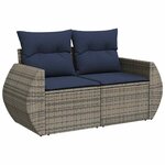 vidaXL Salon de jardin avec coussins 9 Pièces noir résine tressée acacia