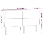 vidaXL Tête de lit avec oreilles Noir 203x23x118/128 cm Tissu
