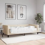 vidaXL Lit de jour avec matelas crème 100x200 cm tissu