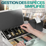 ACROPAQ Caisse monnaie Profetionnelle 30x25x9cm- Coffret Monnaie Acier- Monnayeur  2 clés  Compartiments à monnaie- Poignée Robuste