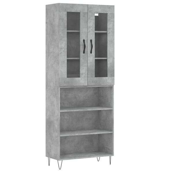 vidaXL Buffet haut Gris béton 69 5x34x180 cm Bois d'ingénierie