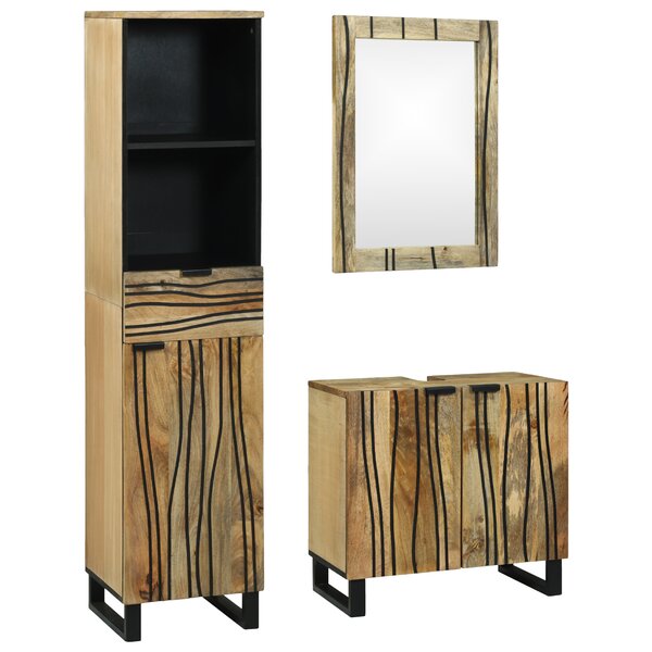 vidaXL Ensemble de mobilier de salle de bain 3 Pièces Marron Grand