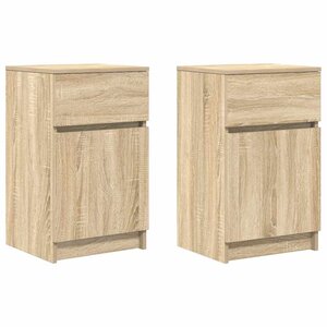 vidaXL Tables de chevet 2 Pièces chêne sonoma 39x35x65 cm bois ingénierie