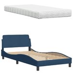 vidaXL Lit avec matelas Hanko bleu 100x200 cm tissu