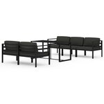 vidaXL Salon de jardin 6 Pièces avec coussins Aluminium Anthracite