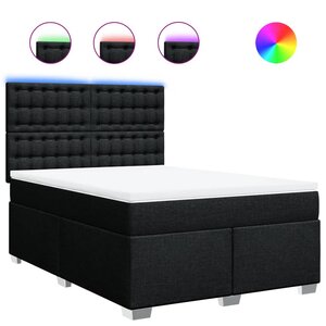 vidaXL Sommier à lattes de lit avec matelas Noir 140x200 cm Tissu
