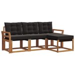 vidaXL Ensemble de canapés d'extérieur 4 pc Naturel et Noir
