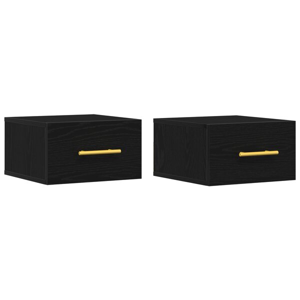 vidaXL Cabinets de chevet 2 Pièces Mur noir chêne 35x35x20 cm