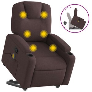 vidaXL Fauteuil inclinable de massage Marron foncé Tissu