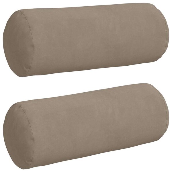 vidaXL Coussins d'accent 2 Pièces Taupe Ø 15 x 40 cm Tissu en microfibre