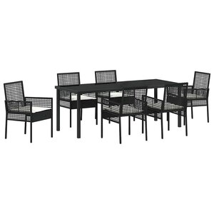 vidaXL Ensemble de salle à manger pour jardin 7 Pièces Noir polyrotin