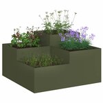 vidaXL Cache-pot de jardin Vert olive 80 x 80 x 48 cm Acier