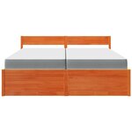 vidaXL Lit avec tiroirs/matelas cire marron 200x200 cm bois massif pin