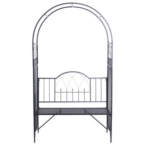 Arche à rosiers banc de jardin 2 places 2 en 1 dim. 115L x 59l x 203H cm métal époxy noir