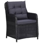 vidaXL Chaises de jardin avec table à thé lot de 2 Résine tressée Noir