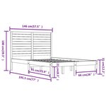 Vidaxl cadre de lit gris bois massif 140x190 cm