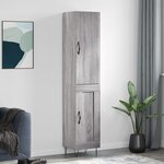 vidaXL Buffet haut Sonoma gris 34 5x34x180 cm Bois d'ingénierie
