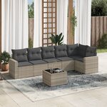 vidaXL Salon de jardin avec coussins 7 Pièces gris clair résine tressée