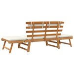 vidaXL Banc de jardin avec coussins 2-en-1 190 cm Bois d'acacia massif