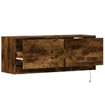 vidaXL Meuble TV mural avec lumières LED chêne fumé 100x31x35 cm