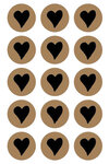 60 Stickers Rond Avec Cœur Kraft Ht.25