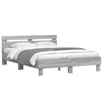 vidaXL Cadre de lit avec tête de lit et LED sonoma gris 140x190 cm