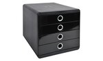 Pop-Box Caisson individuel à 4 Tiroirs format A4+ Glossy Noir/Argent EXACOMPTA