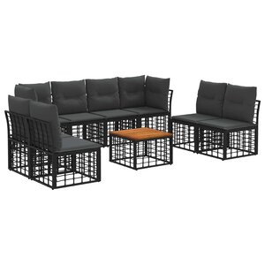 vidaXL Ensemble de canapés d'extérieur 9 pc Noir et Gris foncé