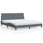 vidaXL Lit avec matelas gris foncé 180x200 cm velours
