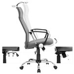 Fauteuil de bureau chaise ergonomique siège rembourré pivotant en tissu hauteur réglable mécanisme basculent charge 120 kg gris 12_0005876
