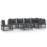 vidaXL Salon de jardin 7 Pièces avec coussins anthracite acier