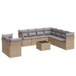 vidaXL Salon de jardin avec coussins 10 Pièces beige résine tressée