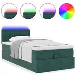 vidaXL Cadre de lit ottoman avec matelas vert foncé 100x200 cm velours