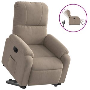 vidaXL Fauteuil inclinable électrique taupe tissu microfibre