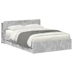 vidaXL Cadre de lit avec rangement Gris béton 150 x 200 cm