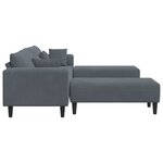 vidaXL Canapé en velours avec coussin 3 Pièces Gris foncé 208 cm Velours