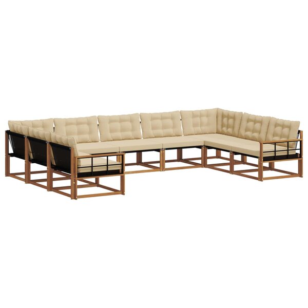 vidaXL Ensemble de canapés d'extérieur 9 Pièces Naturel et Beige
