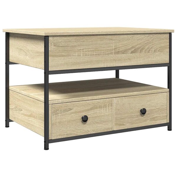 vidaXL Table basse chêne sonoma 70x50x50 cm bois d'ingénierie et métal