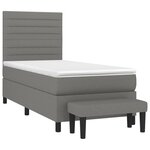 vidaXL Sommier à lattes de lit avec matelas Gris foncé 100x200cm Tissu