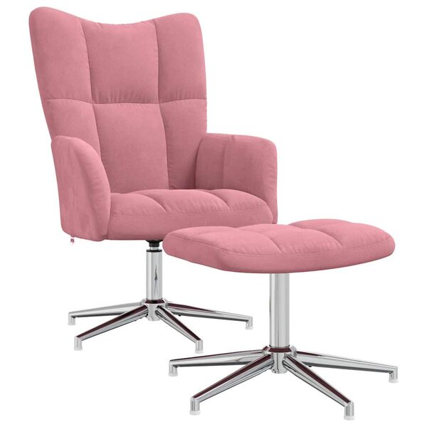 vidaXL Chaise de relaxation avec tabouret Rose Velours
