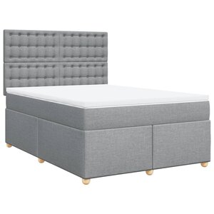 vidaXL Sommier à lattes de lit avec matelas Gris clair 140x200cm Tissu