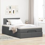 vidaXL Lit ottoman avec matelas gris foncé 120x190 cm tissu