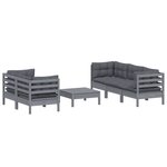 vidaXL Salon de jardin 6 Pièces avec coussins anthracite bois de pin