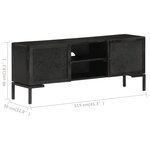 vidaXL Meuble TV Noir 115x30x46 cm Bois massif de manguier